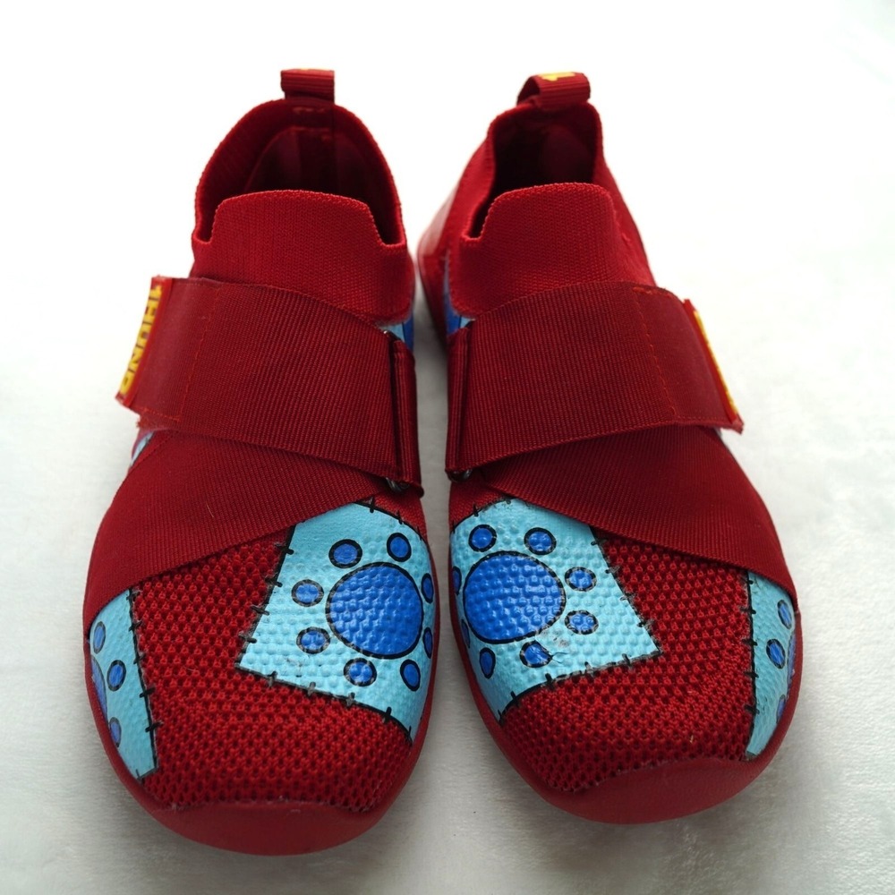1HUND Red Blue Patchwork Sneakers Kids Size 35 Hook Loop Athletic Shoes